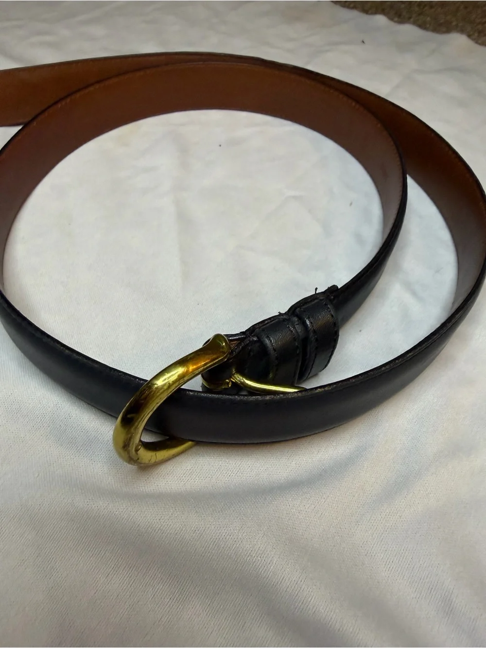 Coach women’s navy Leather Belt with Brass Loop Buckle